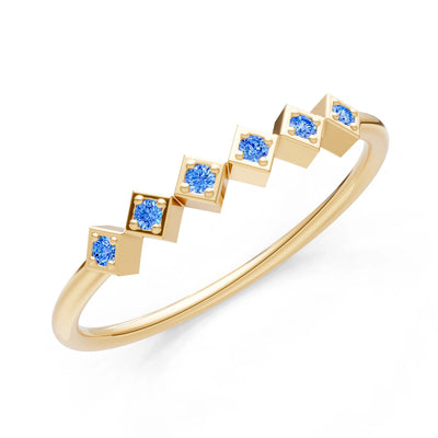 Round Gemstone Dainty Hex Station Band
