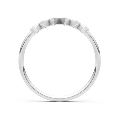 Round Gemstone Dainty Hex Station Band