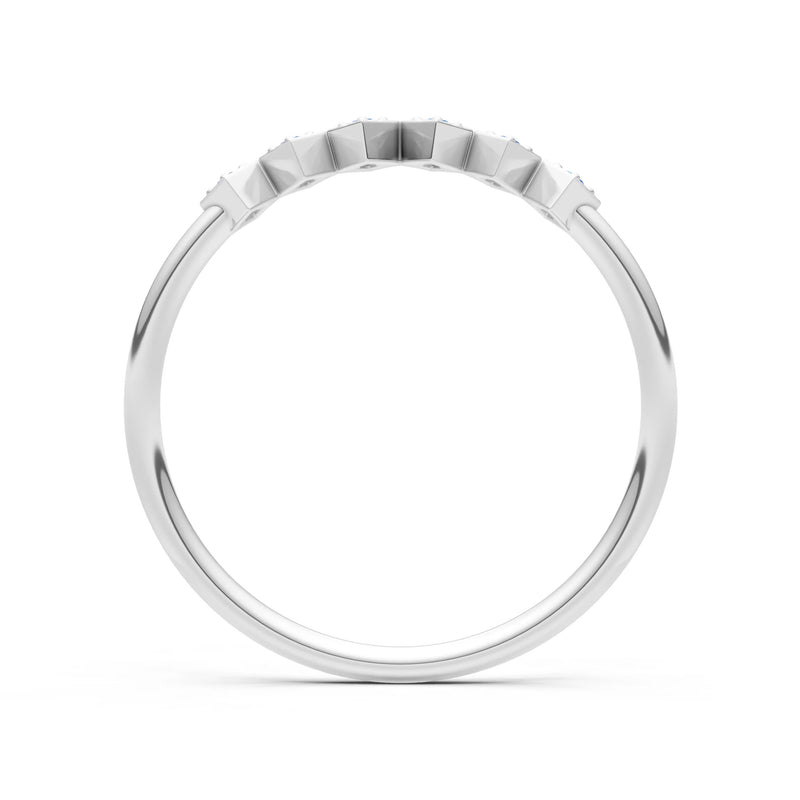 Round Gemstone Dainty Hex Station Band