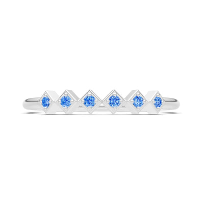 Round Gemstone Dainty Hex Station Band