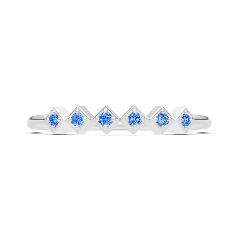 Round Gemstone Dainty Hex Station Band
