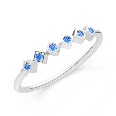 Round Gemstone Dainty Hex Station Band