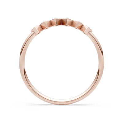 Round Gemstone Dainty Hex Station Band