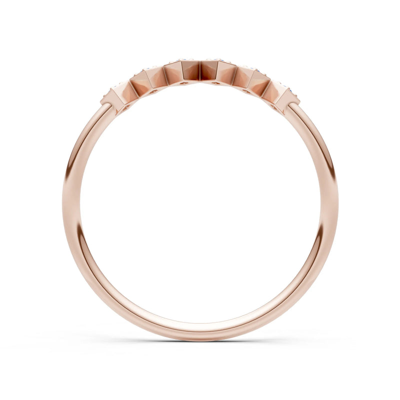 Round Gemstone Dainty Hex Station Band