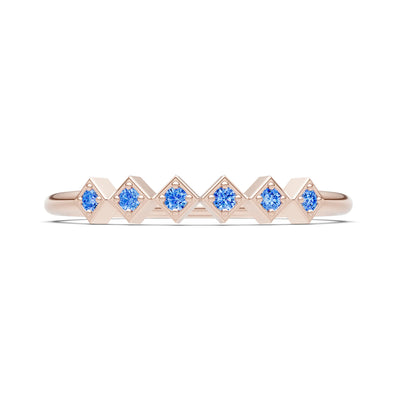 Round Gemstone Dainty Hex Station Band