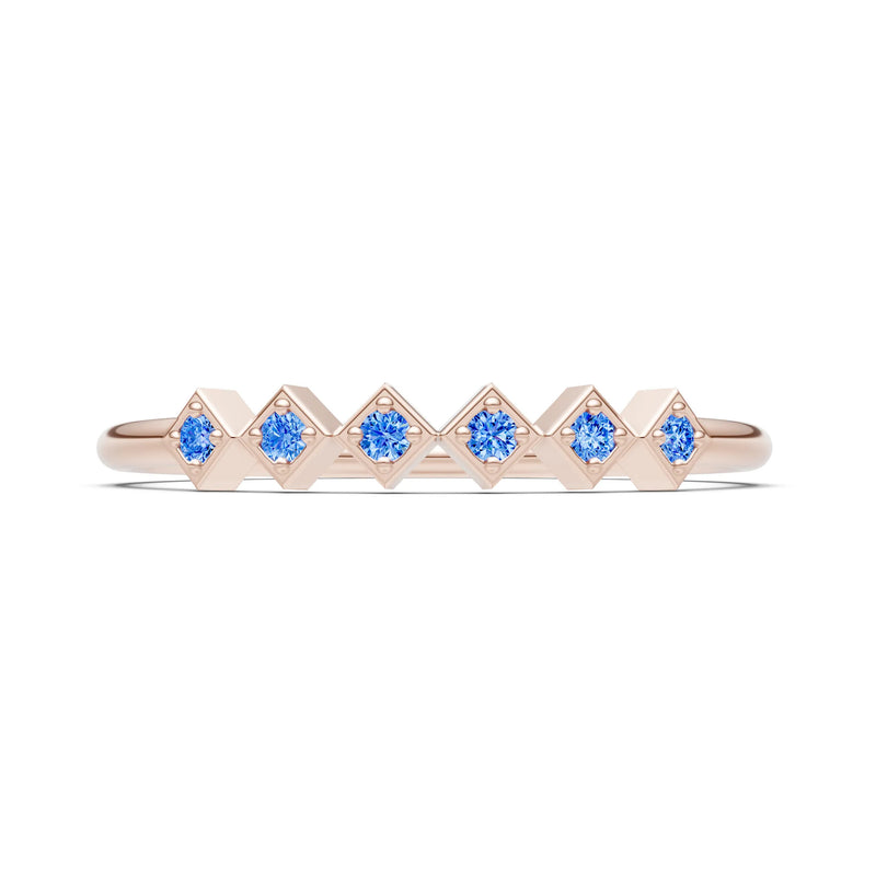 Round Gemstone Dainty Hex Station Band