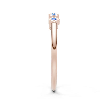 Round Gemstone Dainty Hex Station Band