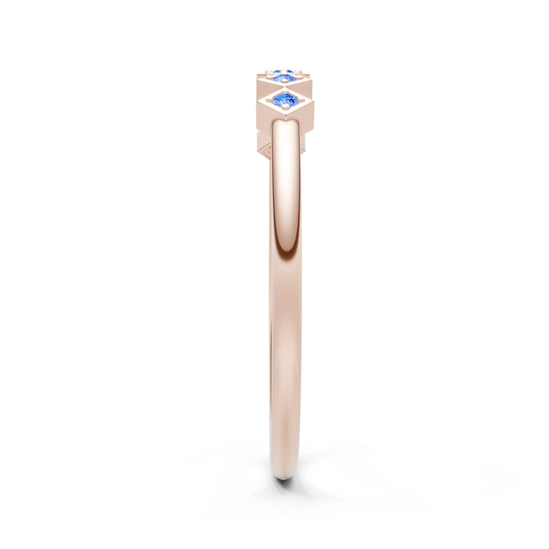 Round Gemstone Dainty Hex Station Band