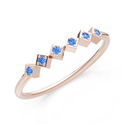 Round Gemstone Dainty Hex Station Band