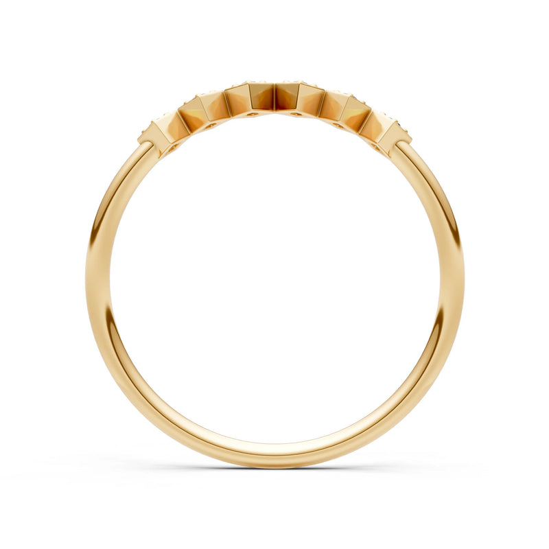 Round Gemstone Dainty Hex Station Band