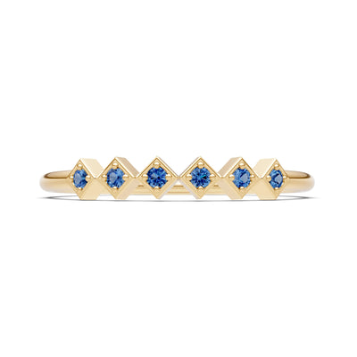 Round Gemstone Dainty Hex Station Band