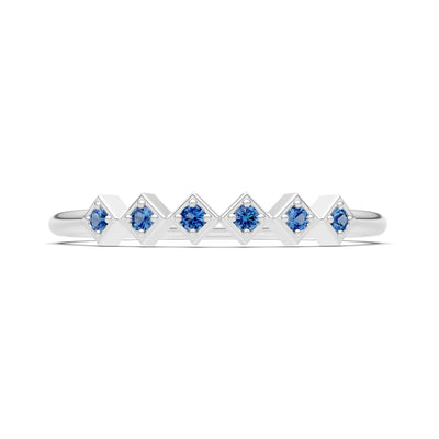 Round Gemstone Dainty Hex Station Band