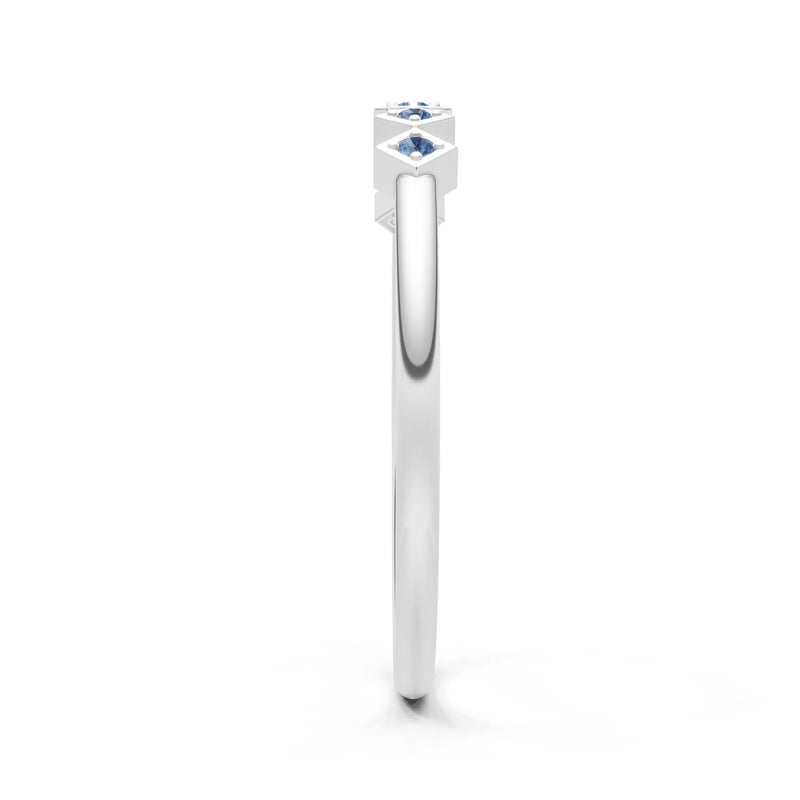 Round Gemstone Dainty Hex Station Band