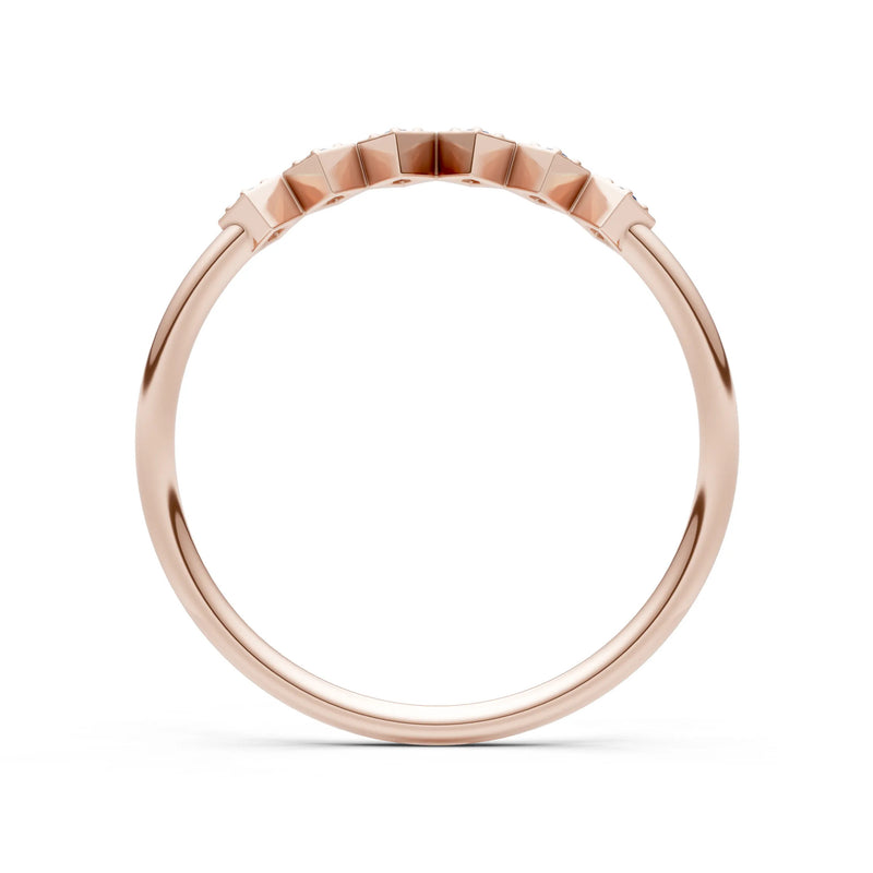 Round Gemstone Dainty Hex Station Band