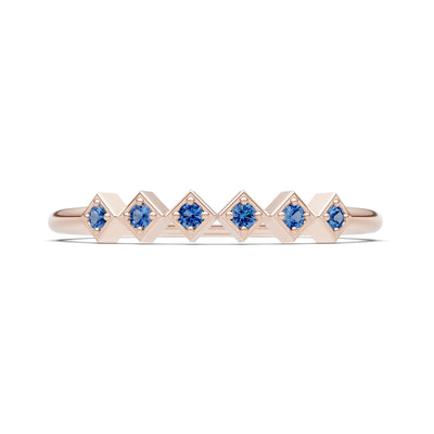 Round Gemstone Dainty Hex Station Band