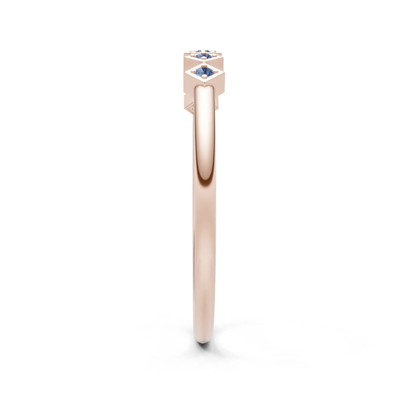 Round Gemstone Dainty Hex Station Band