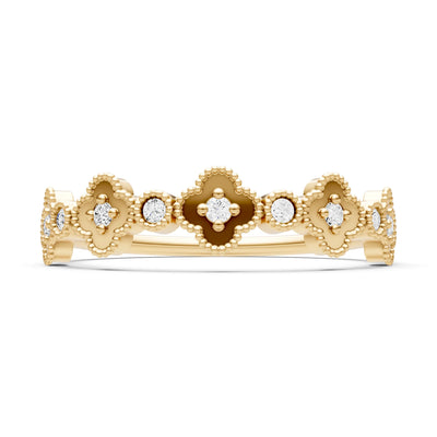 Diamond Dainty Faux Clover Round Cut Ring