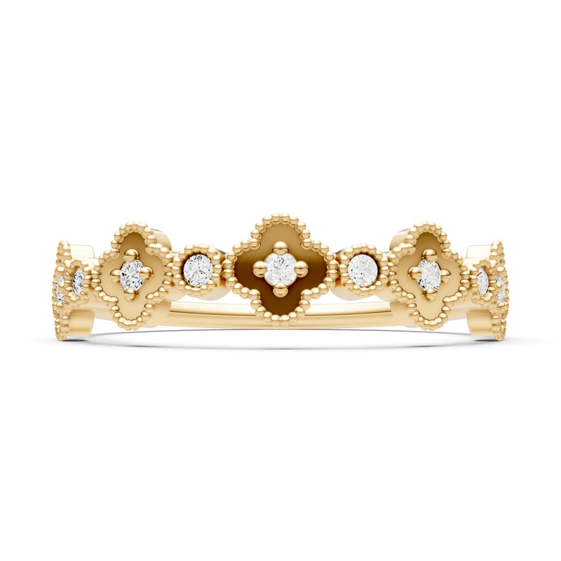 Diamond Dainty Faux Clover Round Cut Ring