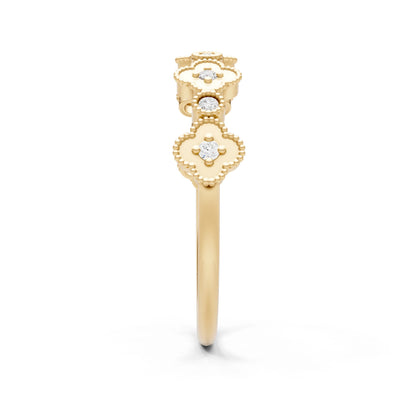 Round Gemstone Dainty Faux Clover Ring
