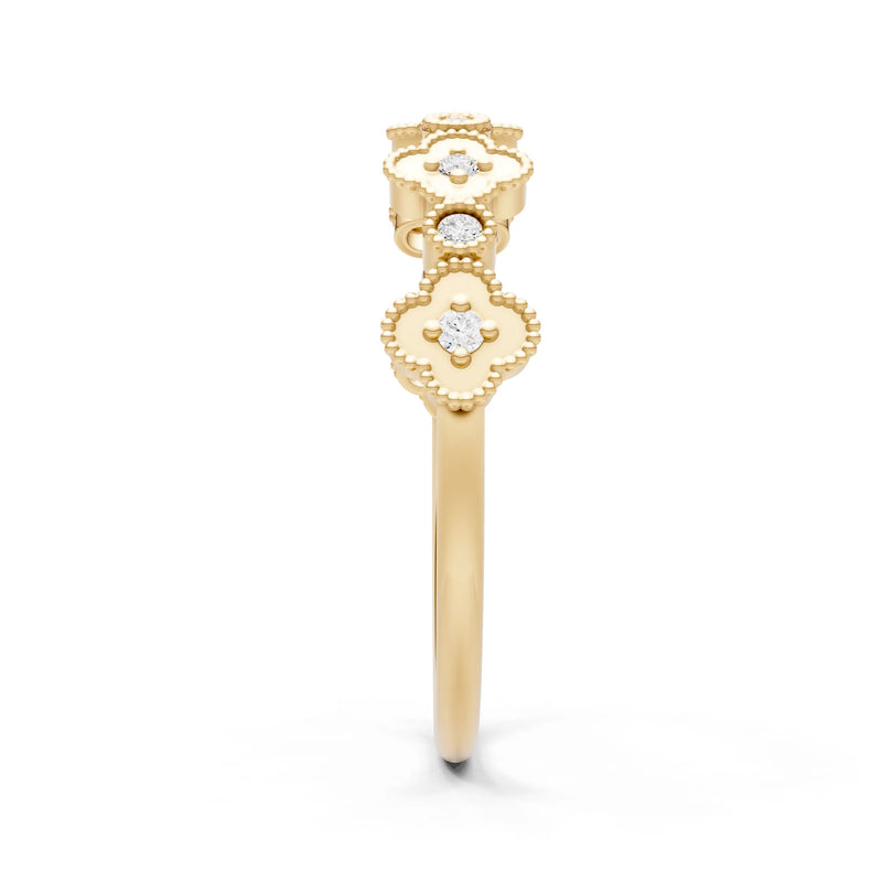 Round Gemstone Dainty Faux Clover Ring