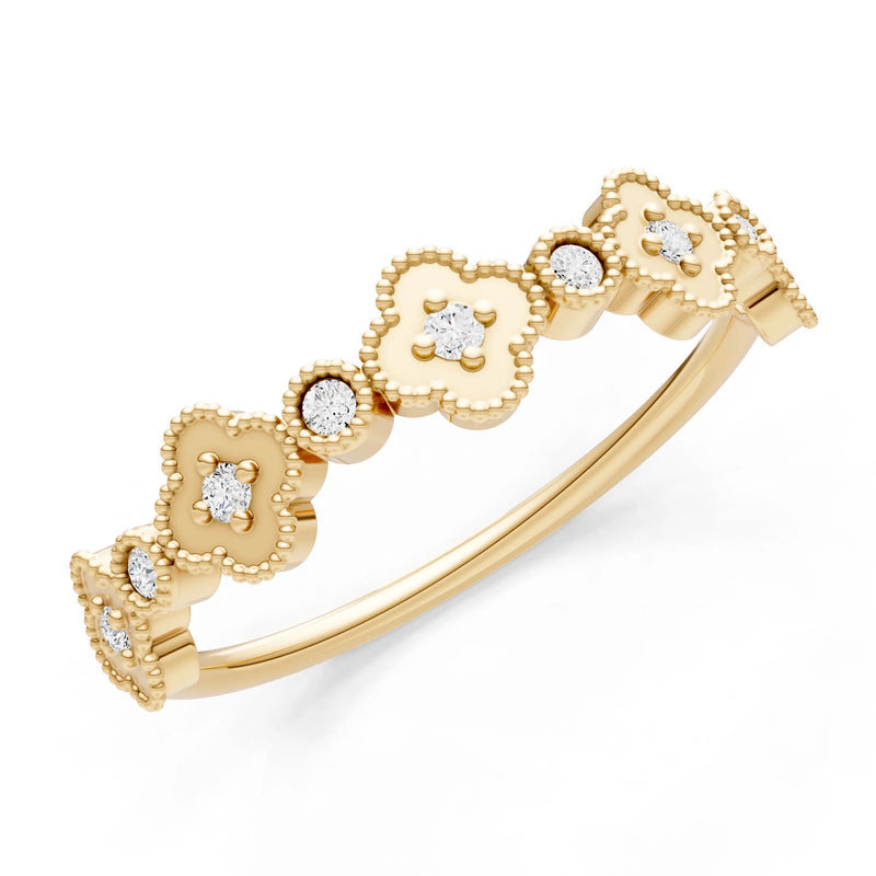 Round Gemstone Dainty Faux Clover Ring