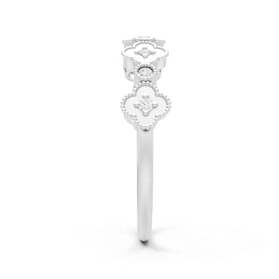 Round Gemstone Dainty Faux Clover Ring