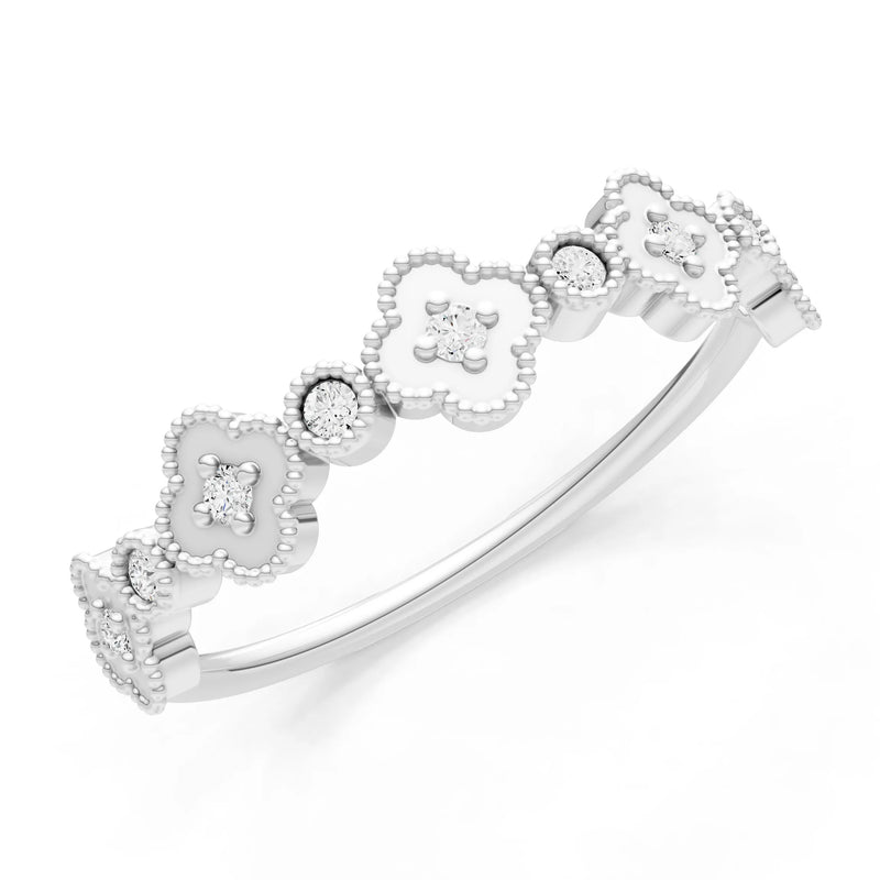 Round Gemstone Dainty Faux Clover Ring