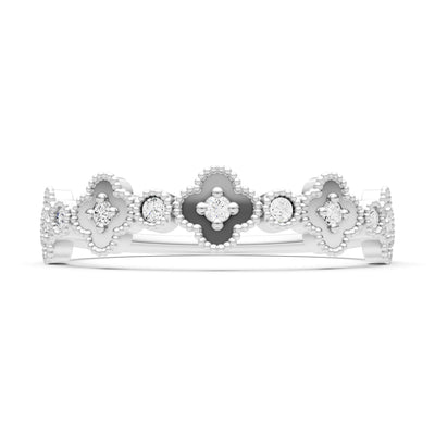 Diamond Dainty Faux Clover Round Cut Ring