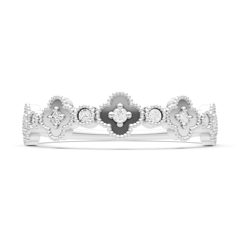 Diamond Dainty Faux Clover Round Cut Ring