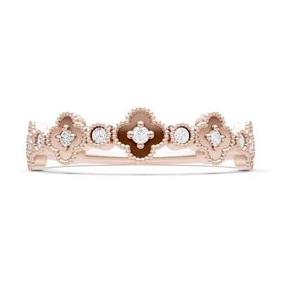Round Gemstone Dainty Faux Clover Ring