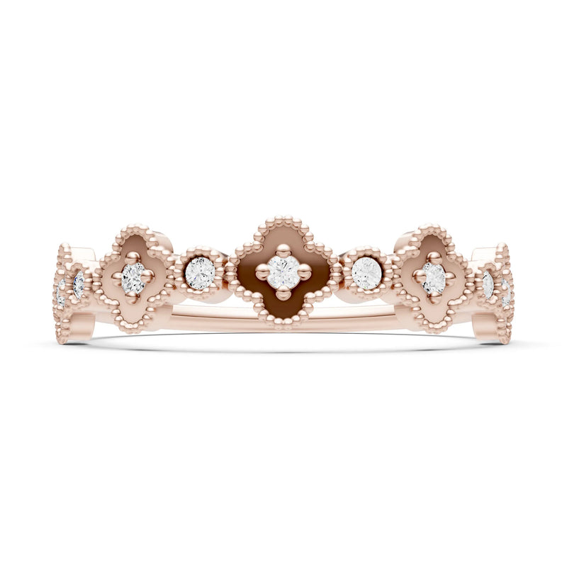 Round Gemstone Dainty Faux Clover Ring