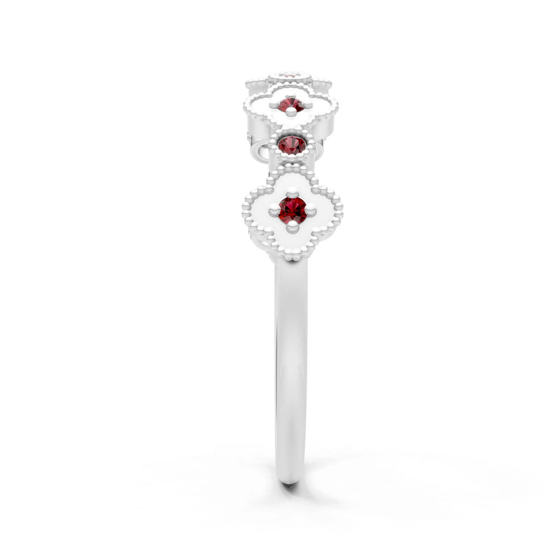 Round Gemstone Dainty Faux Clover Ring