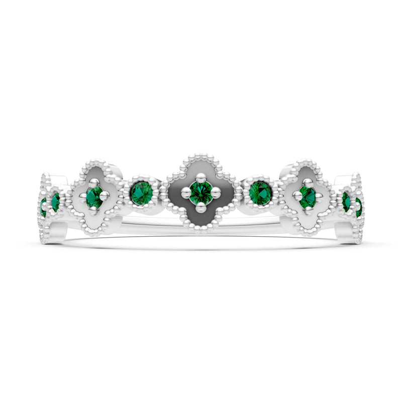 Round Gemstone Dainty Faux Clover Ring