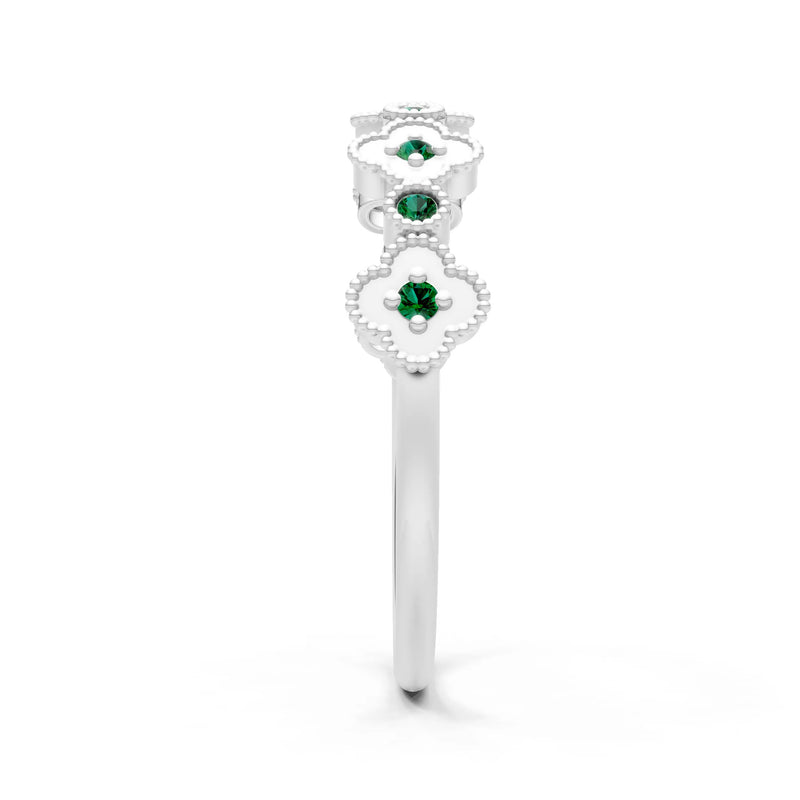 Round Gemstone Dainty Faux Clover Ring
