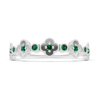 Emerald Dainty Faux Clover Round Cut Ring