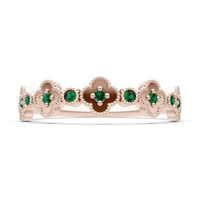Round Gemstone Dainty Faux Clover Ring