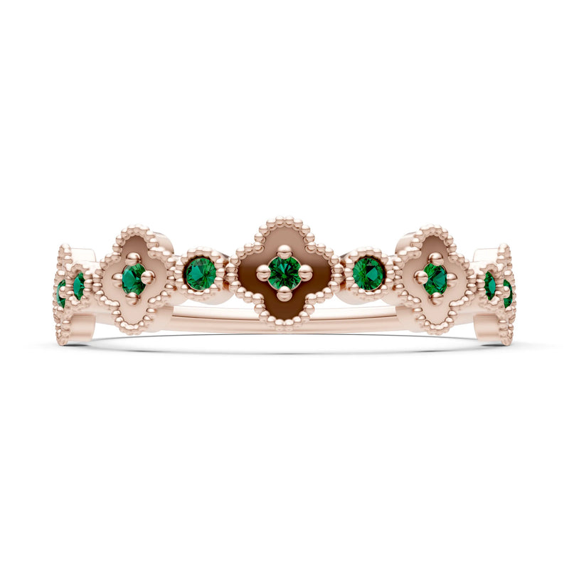 Round Gemstone Dainty Faux Clover Ring