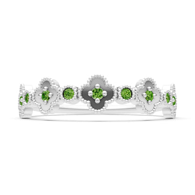 Round Gemstone Dainty Faux Clover Ring