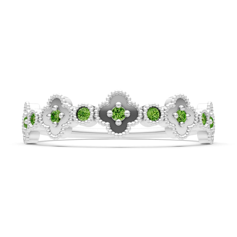 Round Gemstone Dainty Faux Clover Ring
