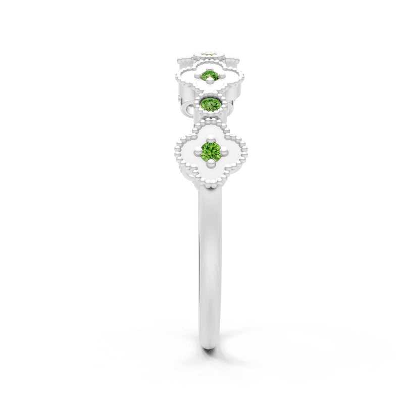 Round Gemstone Dainty Faux Clover Ring