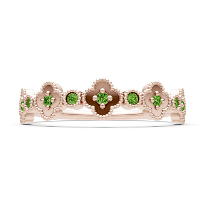 Round Gemstone Dainty Faux Clover Ring