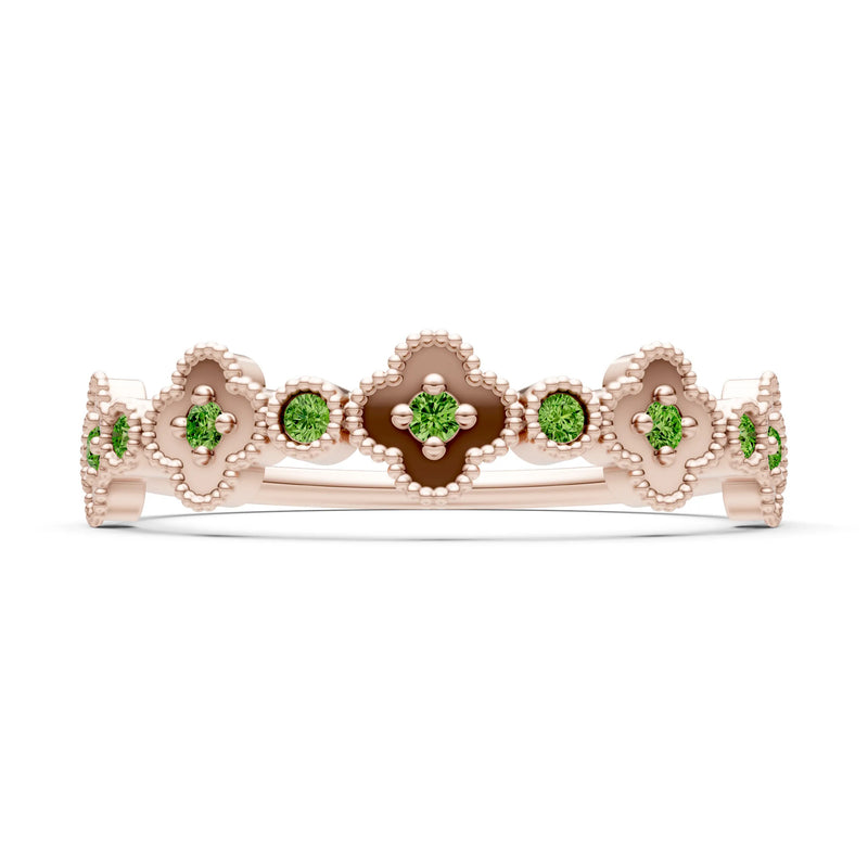 Round Gemstone Dainty Faux Clover Ring