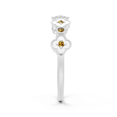 Round Gemstone Dainty Faux Clover Ring