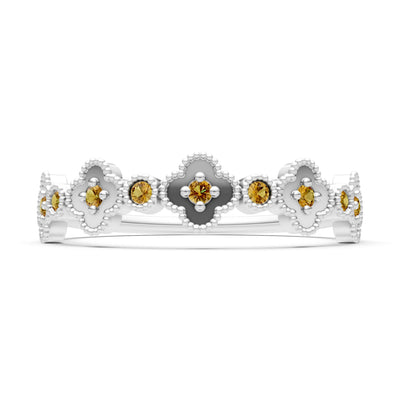 Citrine Dainty Faux Clover Round Cut Ring