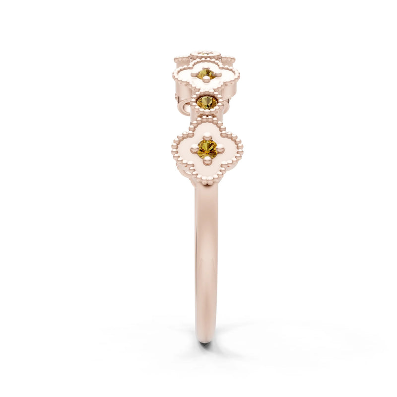 Round Gemstone Dainty Faux Clover Ring