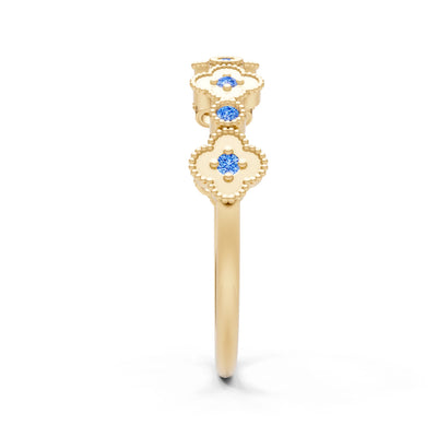 Round Gemstone Dainty Faux Clover Ring