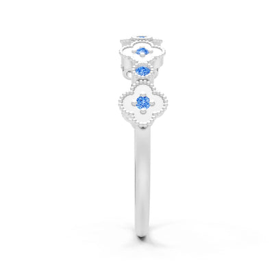Round Gemstone Dainty Faux Clover Ring