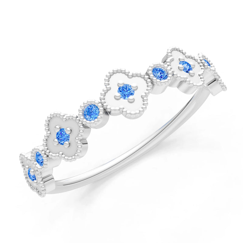 Round Gemstone Dainty Faux Clover Ring