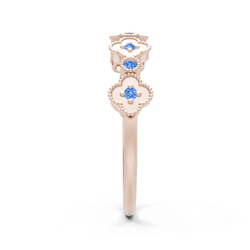 Round Gemstone Dainty Faux Clover Ring