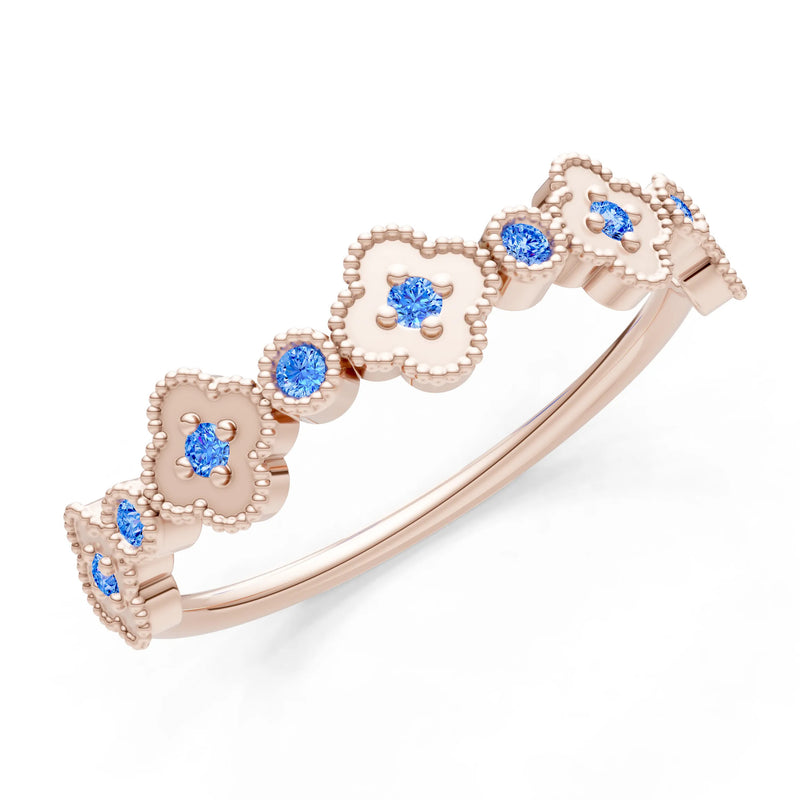 Round Gemstone Dainty Faux Clover Ring
